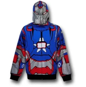 MARVEL IRON MAN 3 IRON PATRIOT COSTUME FLEECE FULL ZIP ADULT HOODIE - Picture 1 of 3