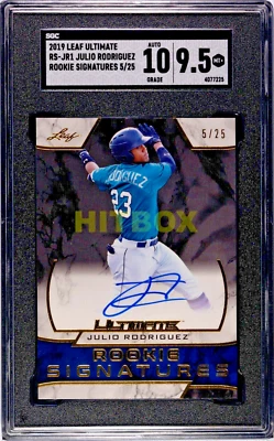 2019 LEAF ULTIMATE RS Rookie Signatures Gold /25 Auto JULIO RODRIGUEZ SGC 9.5 10 - Image 1 of 3