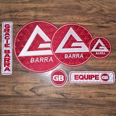 GRACIE JIU-JITSU Gracie Barra New RED Patches Set High Quality Best GB EMBROIDERY SET JIU JITSU