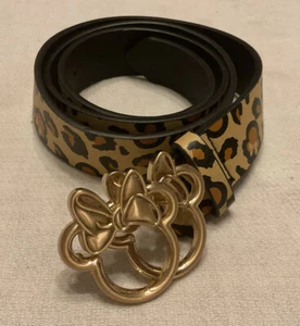 Disney Women's Minnie Mouse Double Ears Animal Leopard Print Belt Sz 34”-40” T - Picture 1 of 5