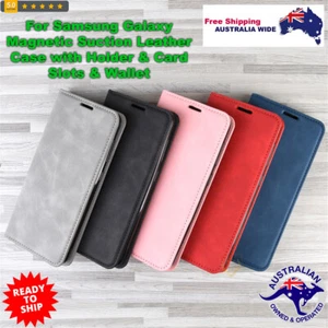 Funda de cuero de succión magnética para negocios con soporte y ranuras para tarjetas y billetera Samsung - Imagen 1 de 17