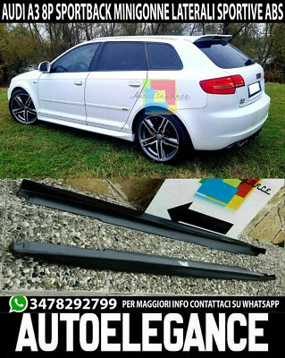 MINIGONNE LATERALI AUDI A3 8P 2005-2012 SPORTBACK LOOK SLINE SOTTO PORTA ABS - Immagine 1 di 4