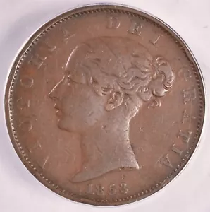 1853 Great Britain 1/2 Penny - ANACS VF25 - Picture 1 of 3