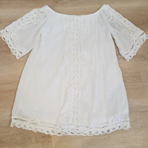 Alter'd State Dress Large Tunic Boho Off The Shoulder White Beach Cover Up Lined - Picture 1 of 9