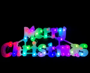 50 LED Rainbow Merry Christmas Sign Indoor And Outdoor uper Bright 48cm x 17cm - Picture 1 of 2