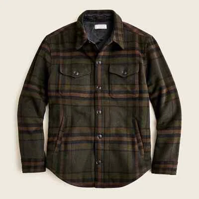 $248 NWT J. Crew Wallace Barnes Spruce L Wool plaid PRIMALOFT lined shirt Jacket - Image 1 of 4