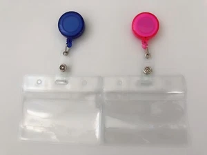 2 AU Retractable Badge + Holder Reel Swipe Card Security ID Pull Key Tag Clip - Picture 1 of 12