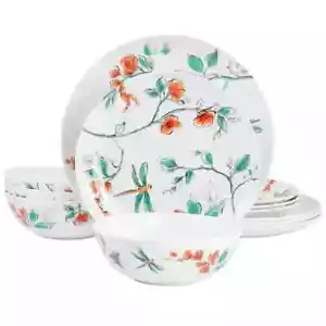 Martha Stewart Dragonfly Garden Melamine 12-Piece Dinnerware Set New In Box - Picture 1 of 2