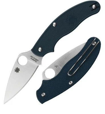 Spyderco UK Penknife Folding Knife 3" CPM S110V Steel Blade Dark Blue FRN Handle - Image 1 of 3