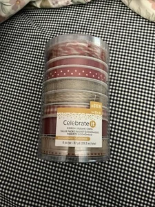 Brand New Celebrate it Eight Pack Christmas Red/Burlap Ribbon 32 Yds Total - Picture 1 of 1