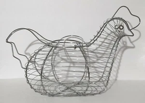 Chicken Hen Shaped Wire Egg Storage Easter Display Basket Holder Farm Kitchen - Picture 1 of 8