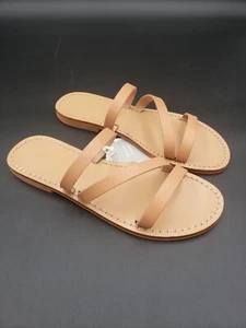 H&M Women's NEW Premium Quality Leather Flat, Stylish Sandals Tan Size 5 - Picture 1 of 6