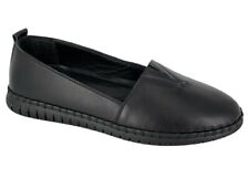 Mod Comfys L930 Womens Black Soft Leather Centre Gusset Comfort Slip On Shoes