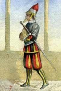 Antique Original Drawing Costume, Man, Italy, Religious, Vatican, Guard - Picture 1 of 9