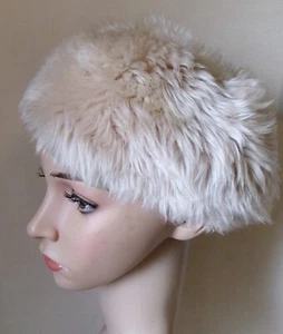 Vintage Womens 60s 70s Cream Sheepskin Beret Style Hat. Unlined. - Picture 1 of 7