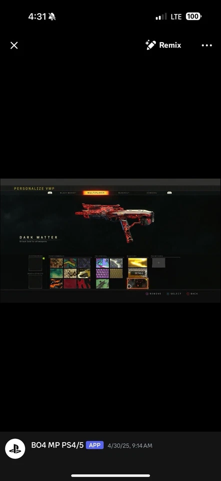 Black Ops 4 Nível 1000 Multiplayer e Serviço Dark Matter para PS4/PS5 - Imagem 1 de 4