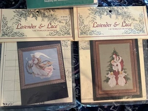 Vintage Lavender & Lace Victorian Designs Lot Of 2 Cross Stitch Patterns Sealed - Picture 1 of 7