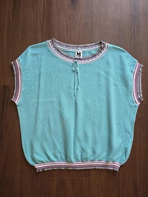 Vintage 2000s, y2k Robin egg blue Missoni knit blouse. Women's vtg large... - Image 1 of 4