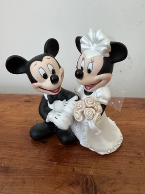 Disney Mickey and Minnie Mouse Bride and Groom Porcelain Figurine / Cake Topper - Image 1 of 2