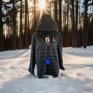 NEW Hurley Men's Insulated Zip-Up Hooded Windproof Black Puffer Jacket, Size L - Picture 1 of 12