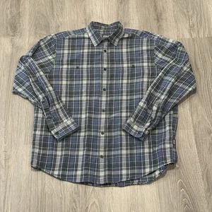Patagonia Organic Cotton Flannel Shirt XL Blue Gray Plaid Long Sleeve Casual - Picture 1 of 9