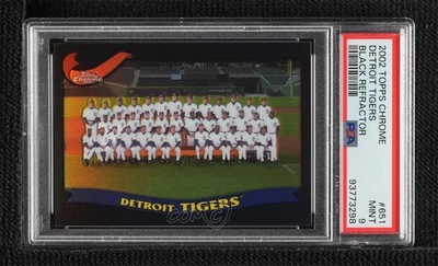 2002 Topps Chrome Black Refractor /50 Detroit Tigers Team #651 PSA 9 MINT - Image 1 of 2