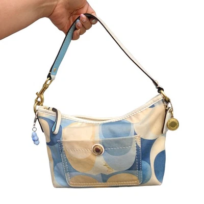 Coach 11733 Y2K Blue Hamptons Weekend Shoulder Bag Pouch Baguette Purse Hang Tag - Изображение 1 из 4