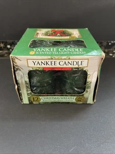 RETIRED Yankee Candle CHRISTMAS WREATH Scented Tea Light Candles 12 Pack - Picture 1 of 4
