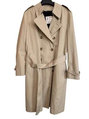 Trench coat masculino London Fog 40 Reg bege peito duplo forro removível com cinto - Imagem 1 de 4