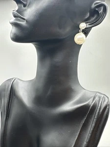 Japan Vintage Jewelry Round Imitation Faux Pearl Clip On Earrings Screw Back#889 - Picture 1 of 6