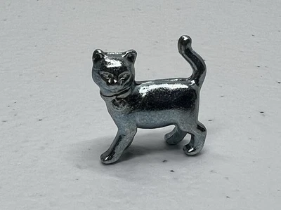  Monopoly Cat Game Token Replacement Piece Silver Metal Playing Figure Hasbro - Image 1 of 4