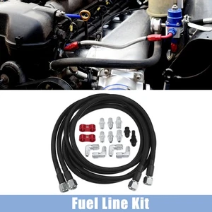 Kit de línea de combustible universal AN-6 trenzado manguera de línea de combustible de aceite nailon negro 1 juego - Imagen 1 de 7