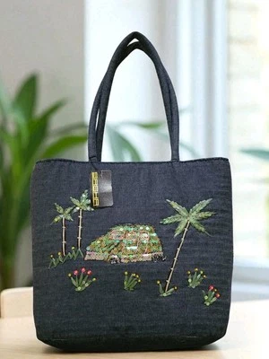 Bolso de Hombro Sasha New York Azul Lentejuelas Nuevo con Etiquetas Coche Palmera Flores Foto 1 de 4