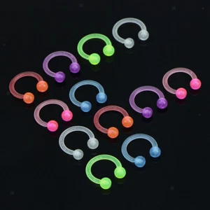 20pcs Glow in Dark Acrylic Circular Piercing 14G Piercing Ring - Picture 1 of 12