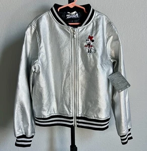 Disney Girls Minnie Mouse Silver Metallic Jacket Size 7/8 - Picture 1 of 7