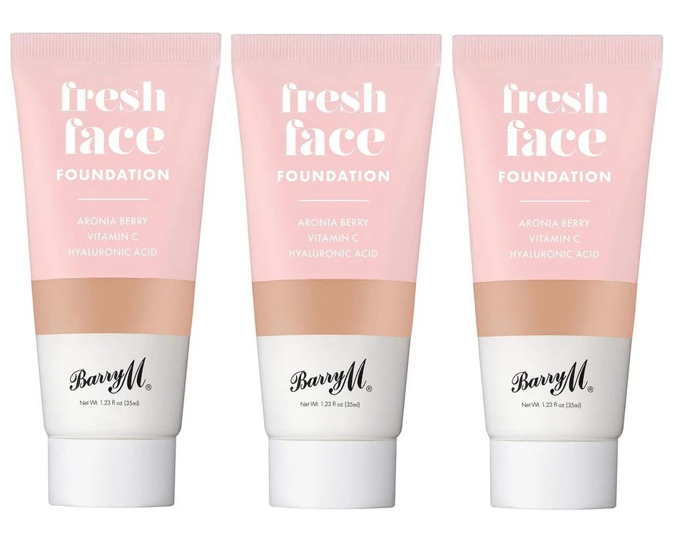3 x BARRY M FRESH FACE LIQUID FOUNDATION WITH VITAMIN C HYALURONIC ACID SHADE 8 - Image 1 of 1