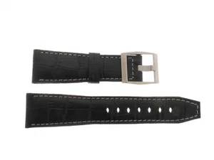 Uhrenarmband Locman Leder schwarze Farbe Abmessung 24/20mm Länge 125 + 80mm neu - Picture 1 of 1