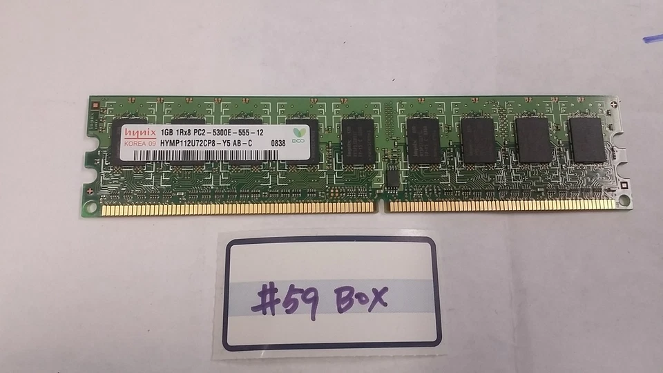 Hynix DDR2 1GB PC2-5300 ECC 667Mhz RAM Memory  HYMP112U72CP8-Y5 AB-C - Image 1 of 1
