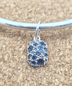 Authentic 925 Sterling Silver Blue September Swarovski Birthstone European Charm - Picture 1 of 3