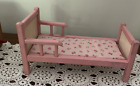 Vntg Vo Ginny Doll Wooden Poster Bed 1950s with Patterned Cover