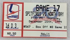 OHL 1994 12/15 North Bay Centennials at Windsor Spitfires Hockey Ticket