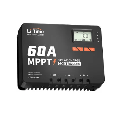 LiTime 60A MPPT 12V/24V/36V/48V Auto DC Input Solar Charge Controller Bluetooth