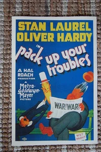 Póster de tarjeta de vestíbulo Empaca tus problemas Stan Laurel y Oliver Hardy - Imagen 1 de 1