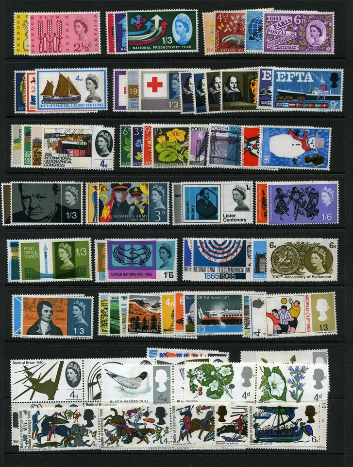 GB 1962 - 1967 SG631p - 722p complete set with phosphor bands MNH  U/M - Image 1 of 1