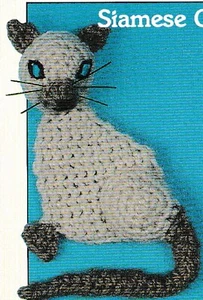 Siamese Cat Fridgie Magnet - 8" - Sport Yarn - CROCHET PATTERN ONLY - Picture 1 of 2