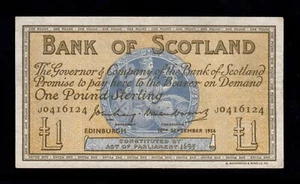 F.C. ESCOCIA SCOTLAND , 1 LIBRA 1956 , MBC ( VF+ ) , P.100b . - Picture 1 of 2