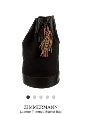 NUEVO $375 Zimmermann Bolso de Playa con Borlas de Cuero Negro y Lona  Foto 1 de 4