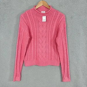NEU J Crew Rollkragenpullover Zopfmuster Damen Small rosa Pullover Baumwollmischung - Bild 1 von 11