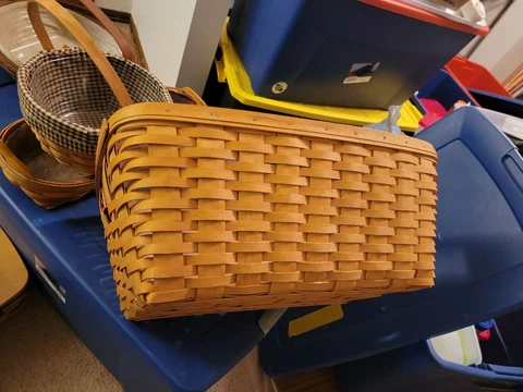 Vtg 1998 LONGABERGER Laundry Basket w/Protector Cover