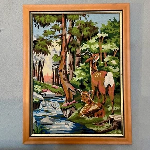 Vintage Deer Tapestry Framed Artwork - Picture 1 of 1